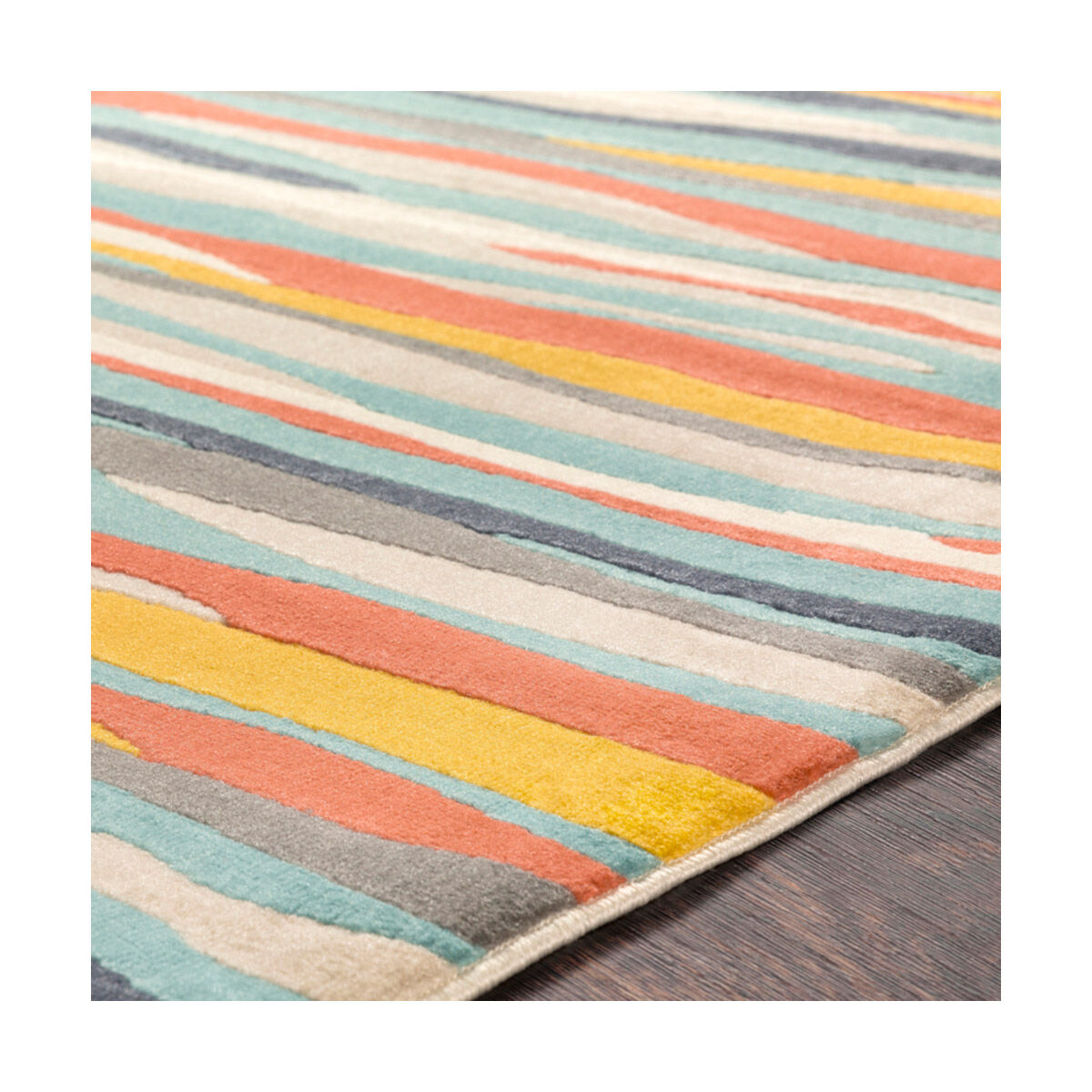 City 67 X 47 inch Aqua/Charcoal/Coral/Mustard/Light Gray/Beige/Taupe Rugs, Rectangle
