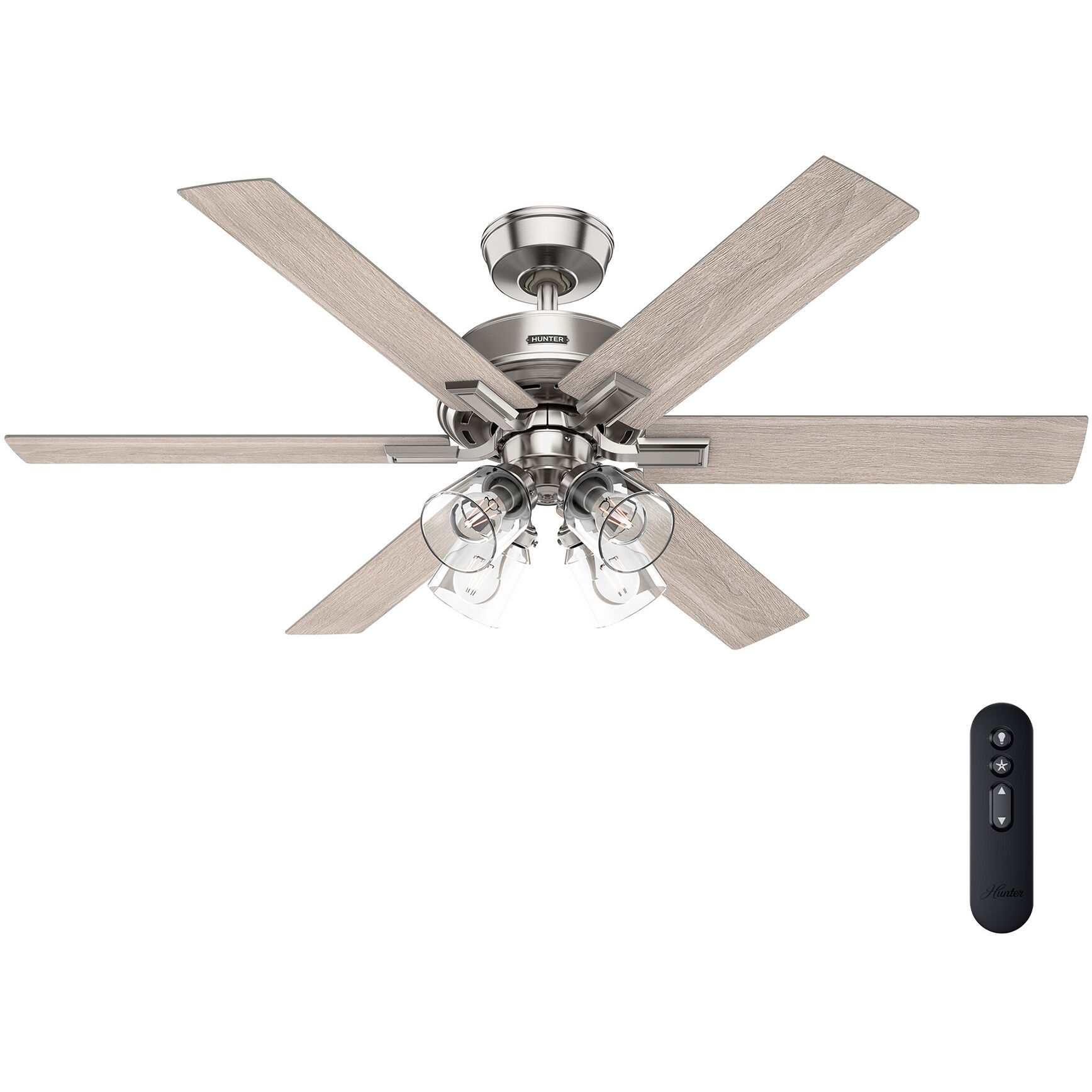 Fonthill 52 inch Brushed Nickel with Light Gray Oak Blades Ceiling Fan