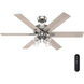 Fonthill 52 inch Brushed Nickel with Light Gray Oak Blades Ceiling Fan