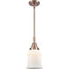 Franklin Restoration Canton 1 Light 7 inch Antique Copper Mini Pendant Ceiling Light in Matte White Glass