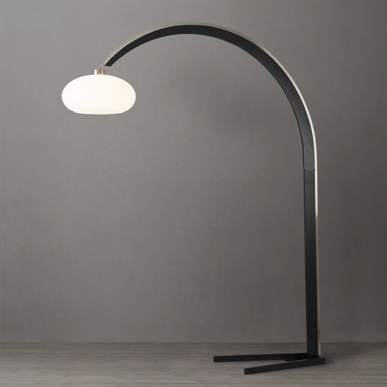 Vaulted 86 inch 100.00 watt Satin Nickel and Espresso with Black Arc Floor Lamp Portable Light
