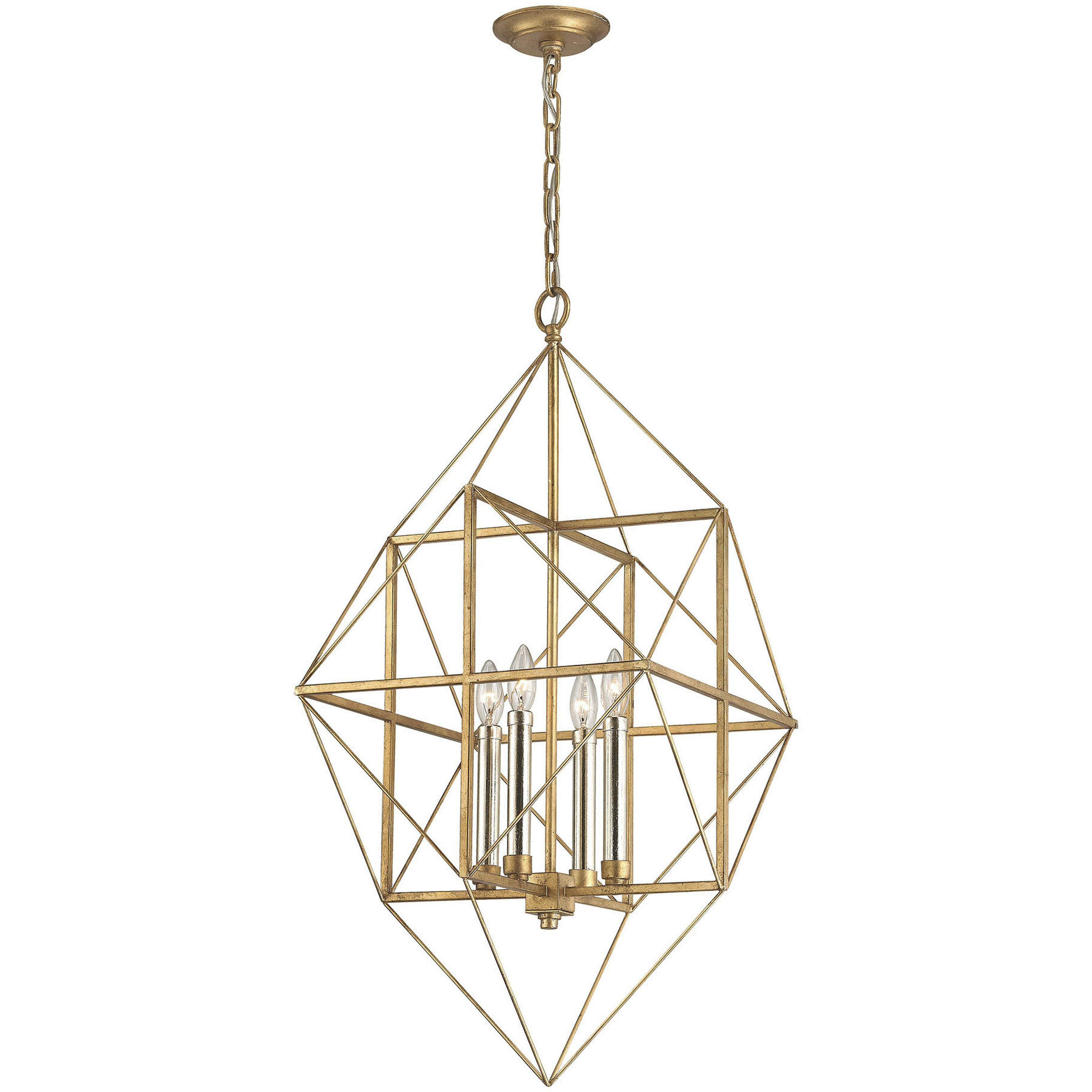 Connexions 4 Light 16 inch Gold Leaf with Silver Chandelier Ceiling Light