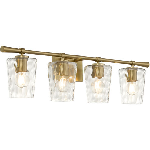 Goodwin 4 Light 32.88 inch Satin Nickel Vanity Light Wall Light in Aged Brass