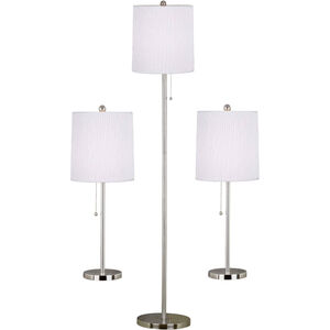 Selma 17 inch 100.00 watt Brushed Steel Table/Floor Lamp Portable Light, 3 Pack