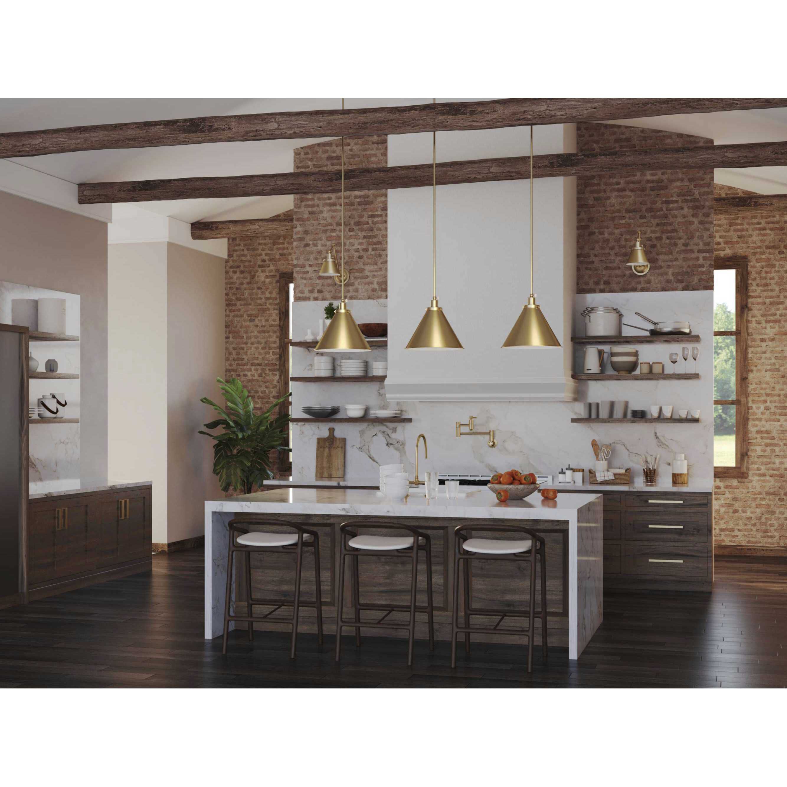 Hinton 1 Light 16 inch Vintage Brass Pendant Ceiling Light