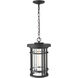 Jordan 1 Light 10 inch Black Outdoor Chain Mount Ceiling Fixture