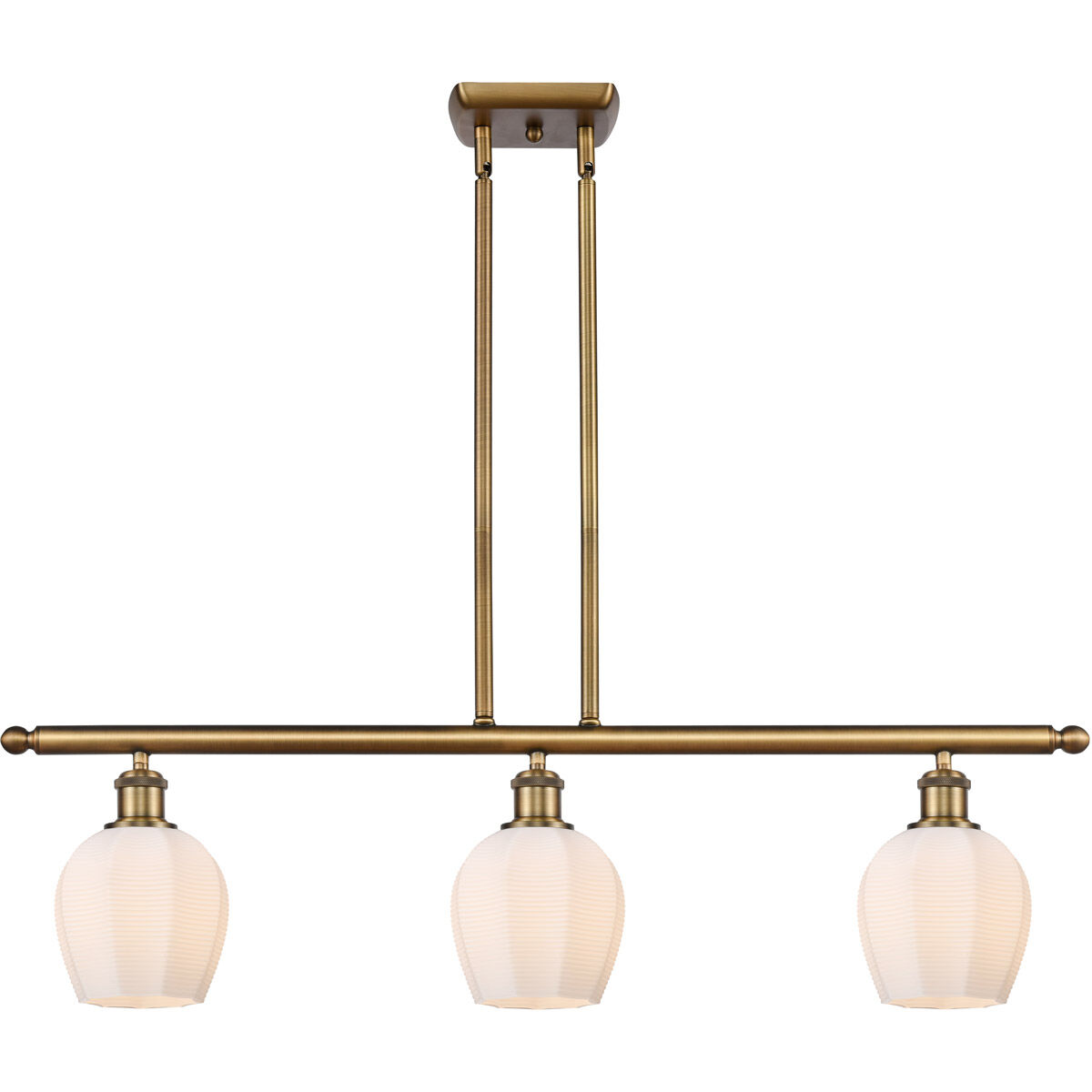 Ballston Norfolk 3 Light 36 inch Brushed Brass Island Light Ceiling Light in Matte White Glass