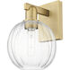 Preston Sconce Wall Light in Brushed Brass, Clear Glass