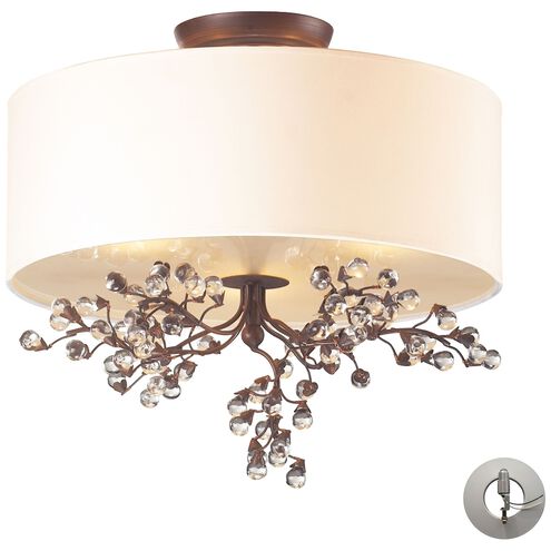 Winterberry 3 Light 16 inch Antique Darkwood Semi Flush Mount Ceiling Light