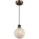 Gem 1 Light 6 inch Black and Brushed Brass Down Pendant Ceiling Light in Glossy Textured White