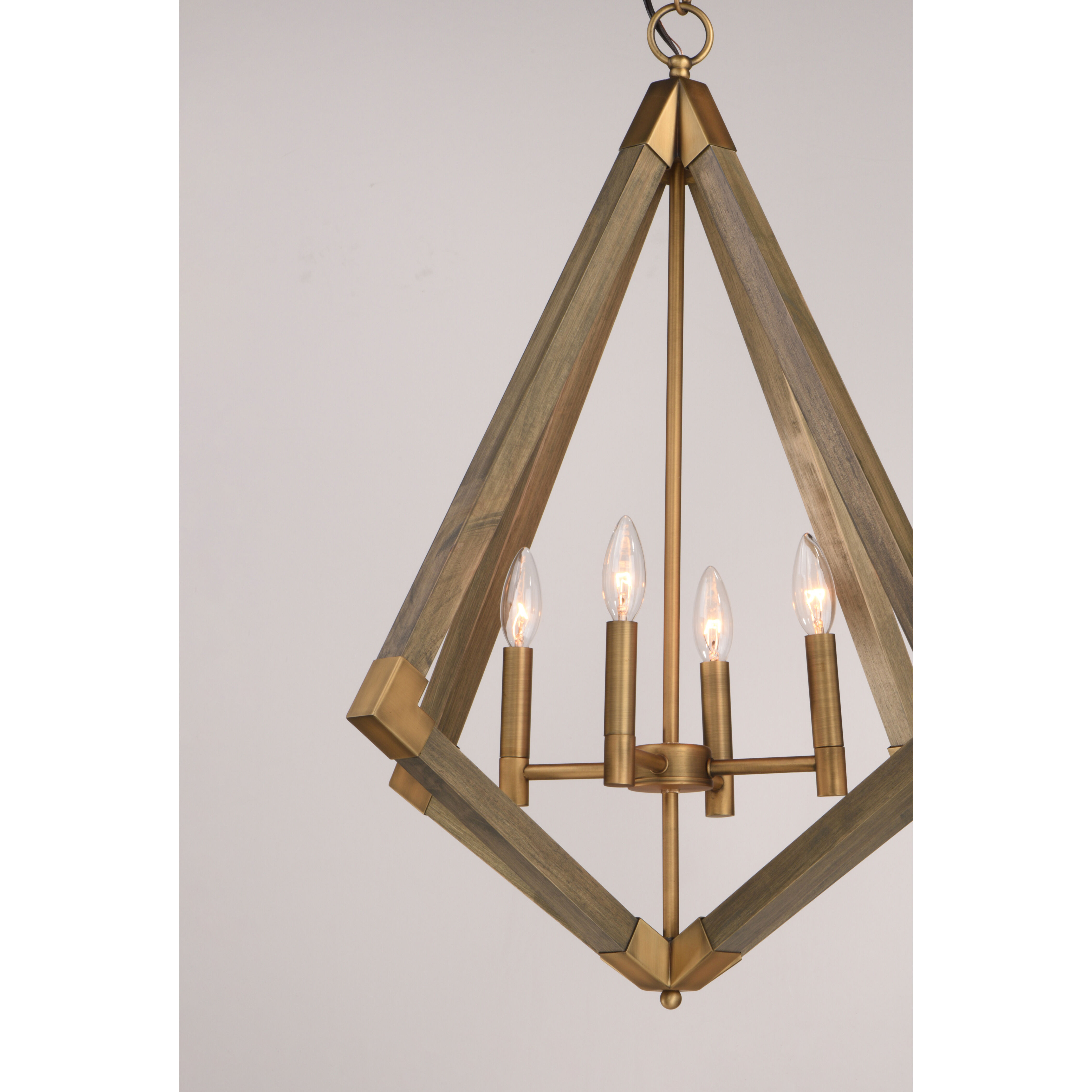 Vector 4 Light 24 inch Weathered Oak/Antique Brass Single Pendant Ceiling Light