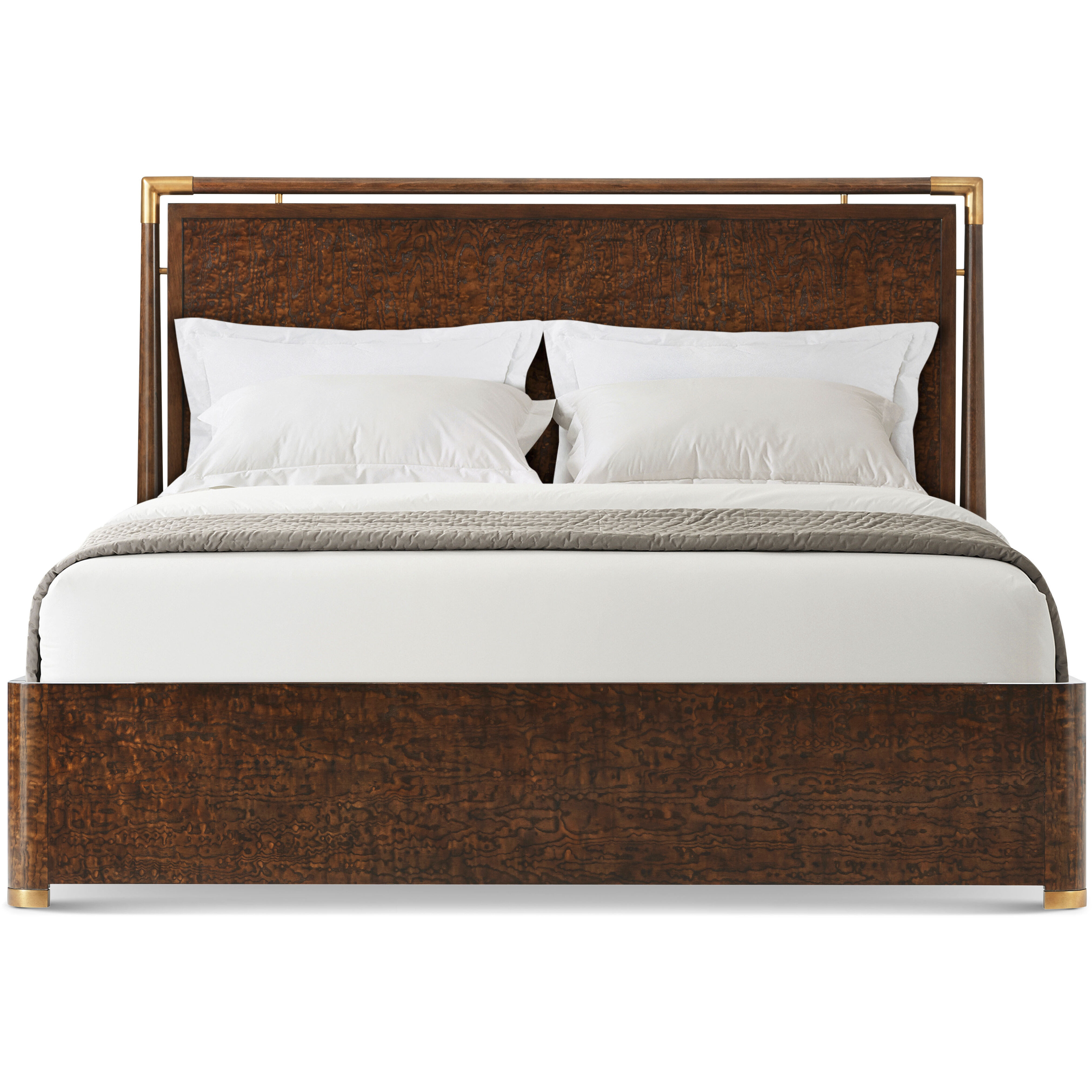 Kesden Pyramid Brown US King Bed, Wooden