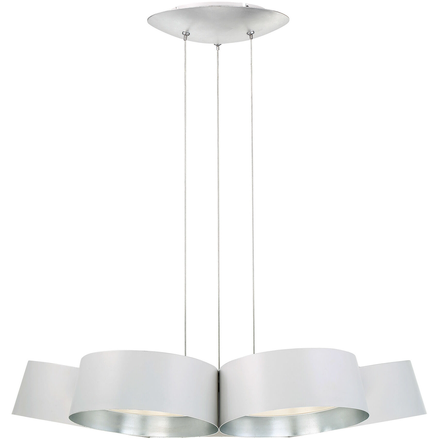 Marimba LED 34 inch White Silver Leaf Chandelier Ceiling Light in 34in.