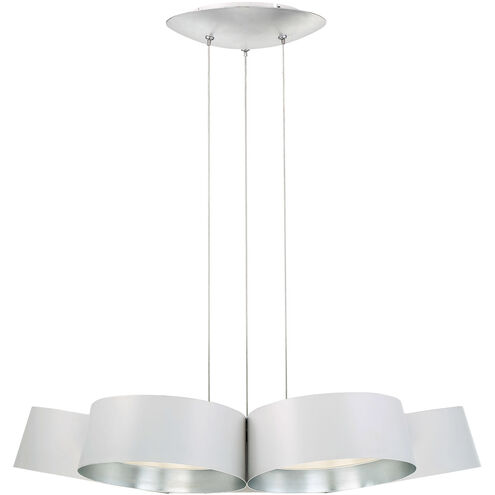 Marimba LED 34 inch White Silver Leaf Chandelier Ceiling Light in 34in.
