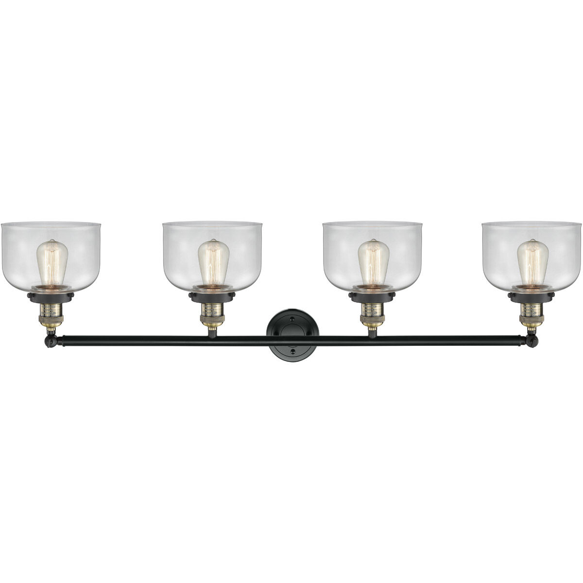 Franklin Restoration Large Bell LED 44 inch Black Antique Brass Bath Vanity Light Wall Light in Clear Glass, Franklin Restoration