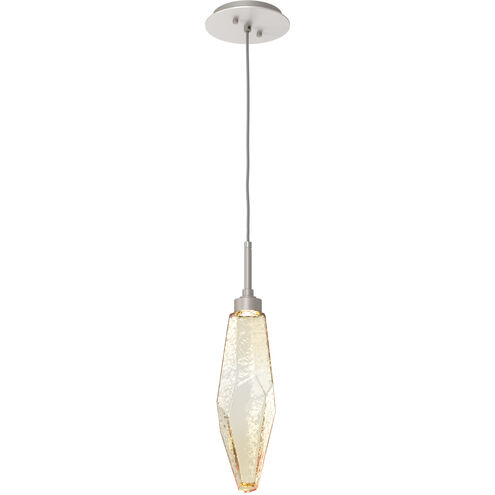 Rock Crystal LED 4.2 inch Beige Silver Pendant Ceiling Light in 3000K LED, Metallic Beige Silver, Chilled Amber