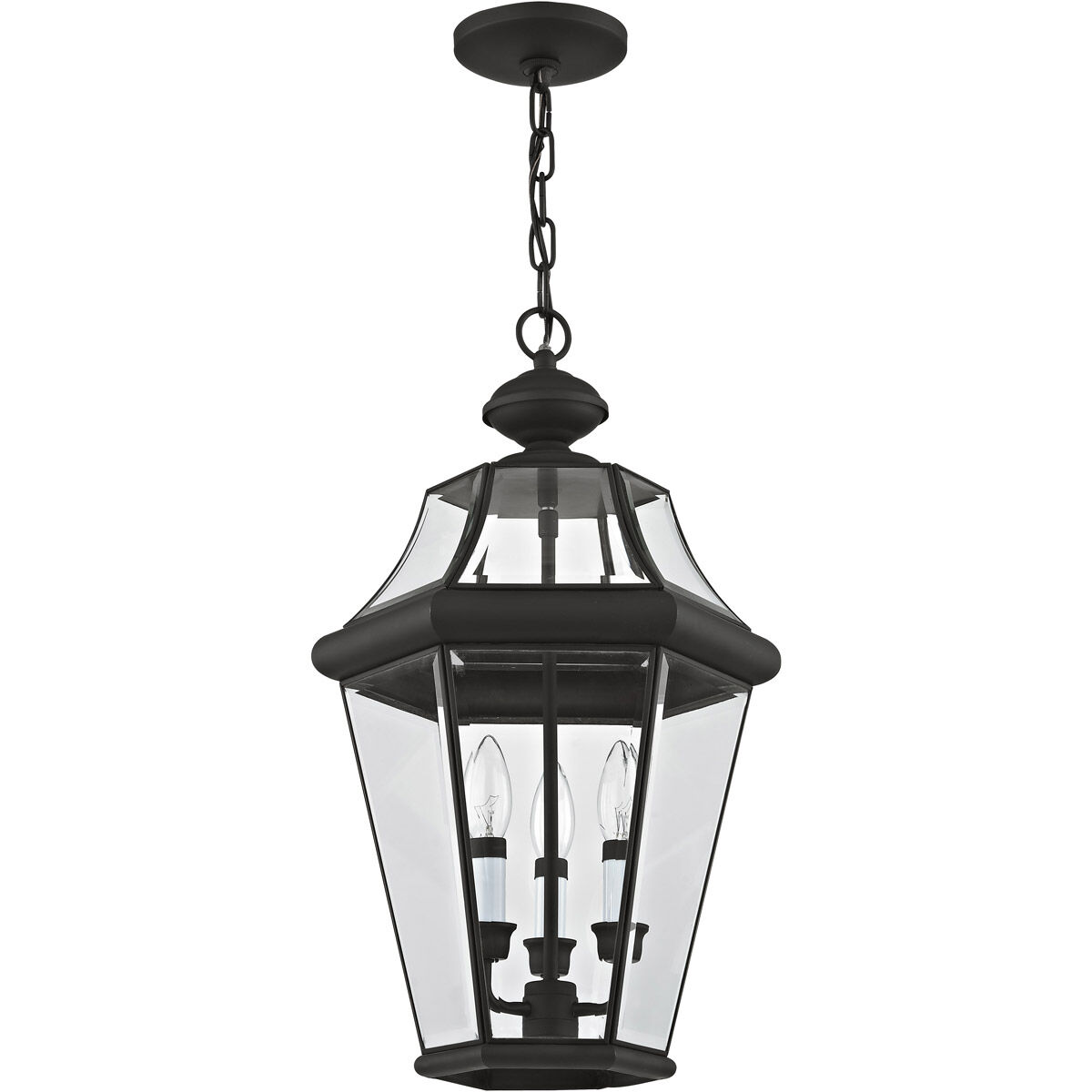 Georgetown 3 Light 13 inch Black Outdoor Pendant Lantern