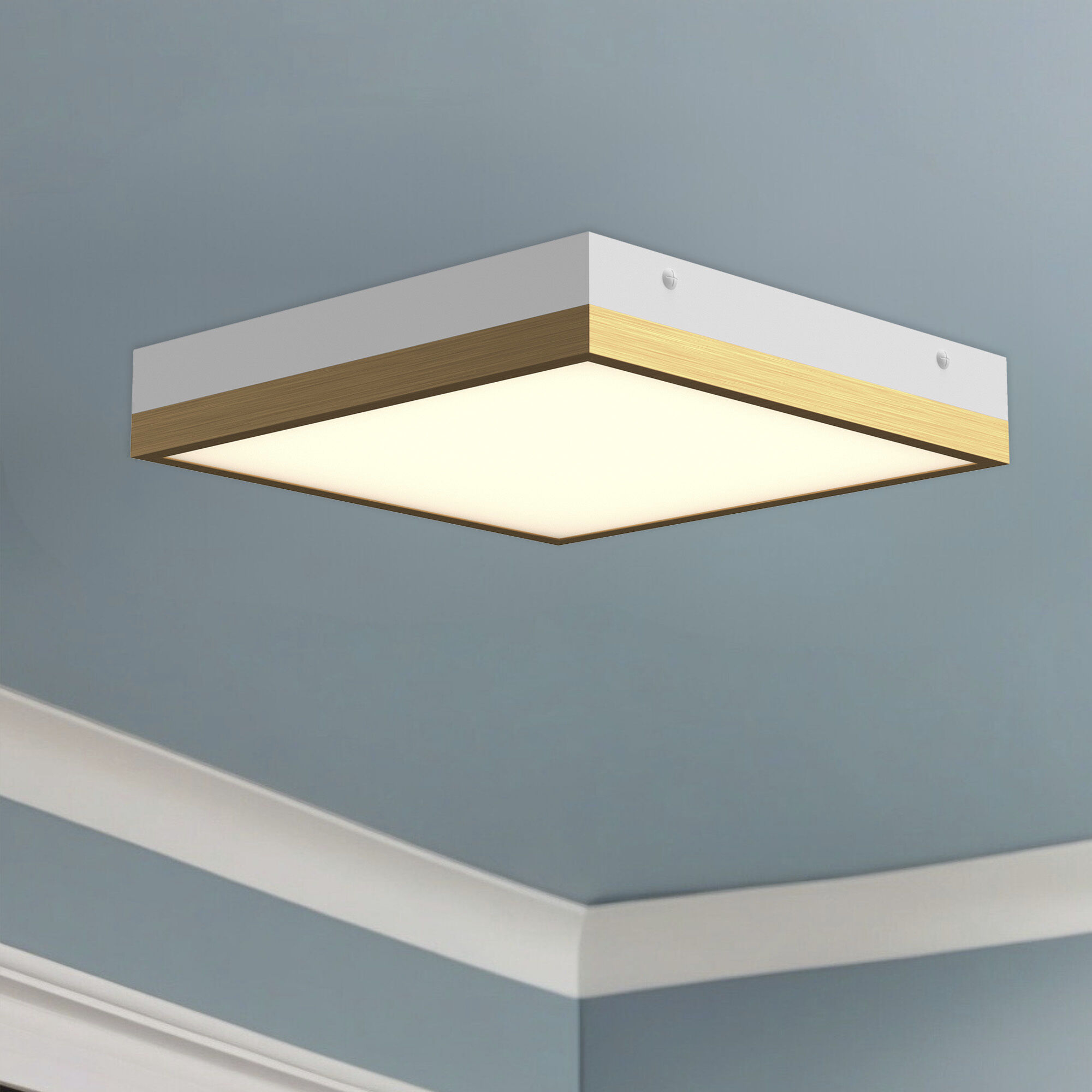 Alora Mood Sydney LED 11.13 inch Aged Gold and White Flush Mount Ceiling Light