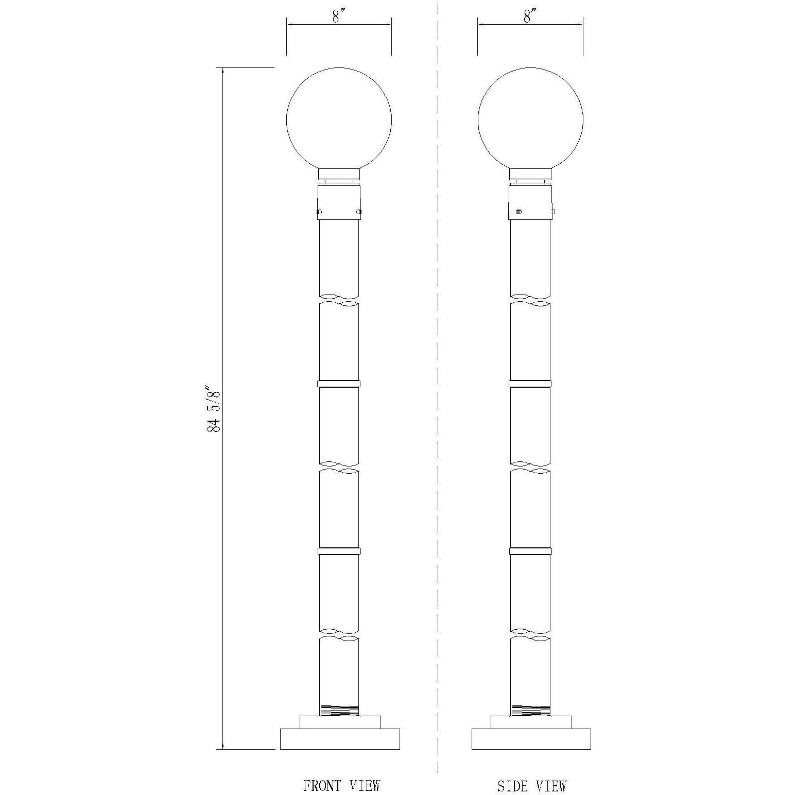 Laurent 1 Light 85.25 inch Black Outdoor Post Mounted Fixture