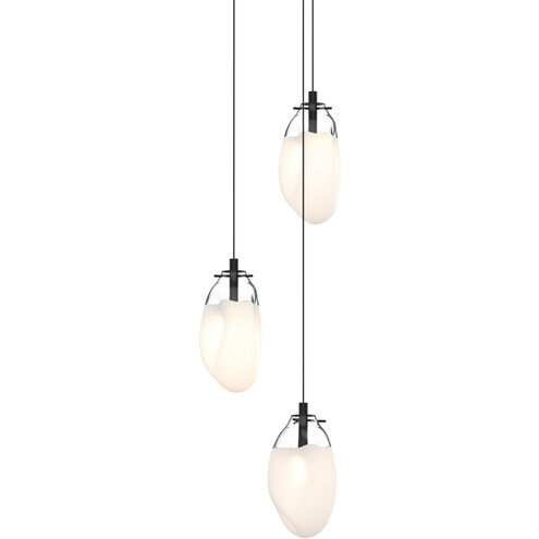 Liquid LED 14 inch Satin Black Pendant Ceiling Light in Poured White Glass