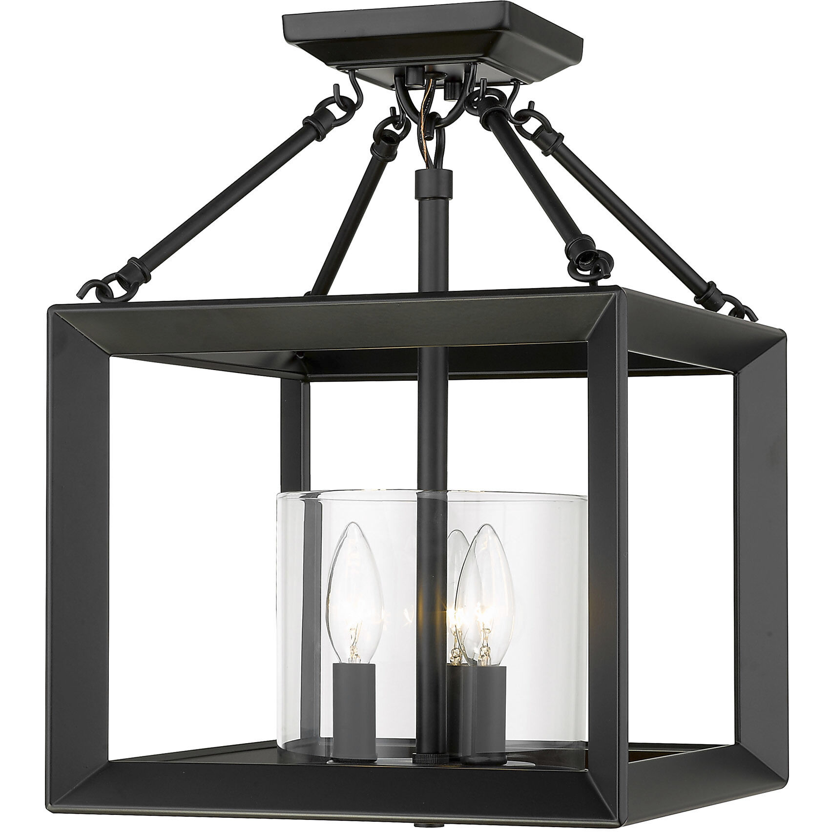 Smyth 3 Light 11.75 inch Matte Black Semi-Flush Mount Ceiling Light in Clear Glass