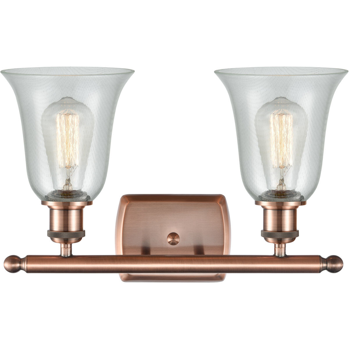Ballston Hanover 2 Light 16 inch Antique Copper Bath Vanity Light Wall Light in Fishnet Glass, Ballston