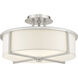 Wesley 3 Light 16 inch Brushed Nickel Semi-Flush Mount Ceiling Light