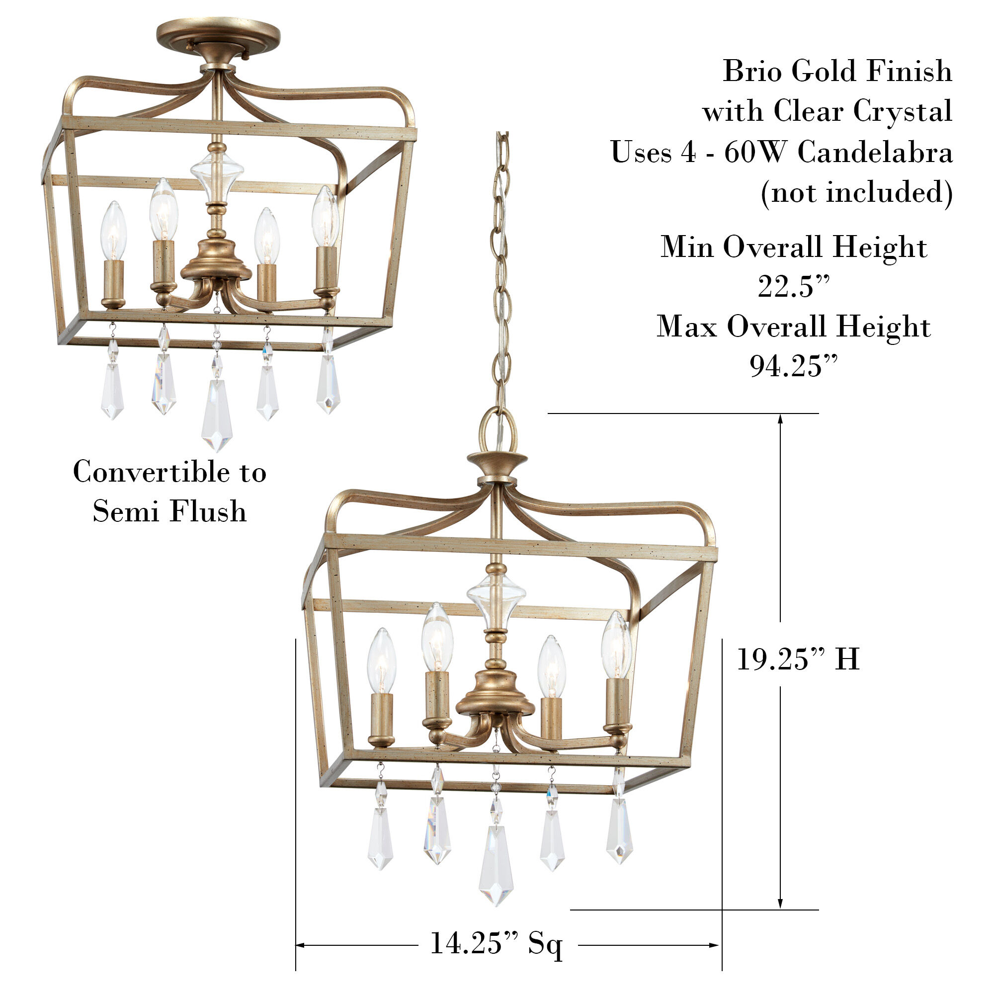 Laurel Estate 4 Light 14 inch Brio Gold Pendant Ceiling Light