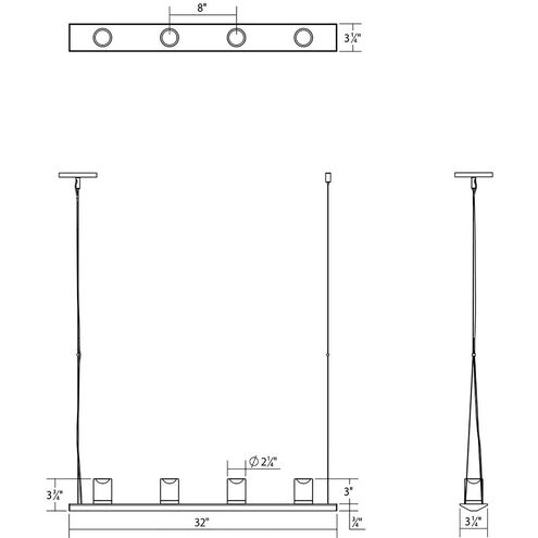 Votives LED 32 inch Bright Satin Aluminum Pendant Ceiling Light