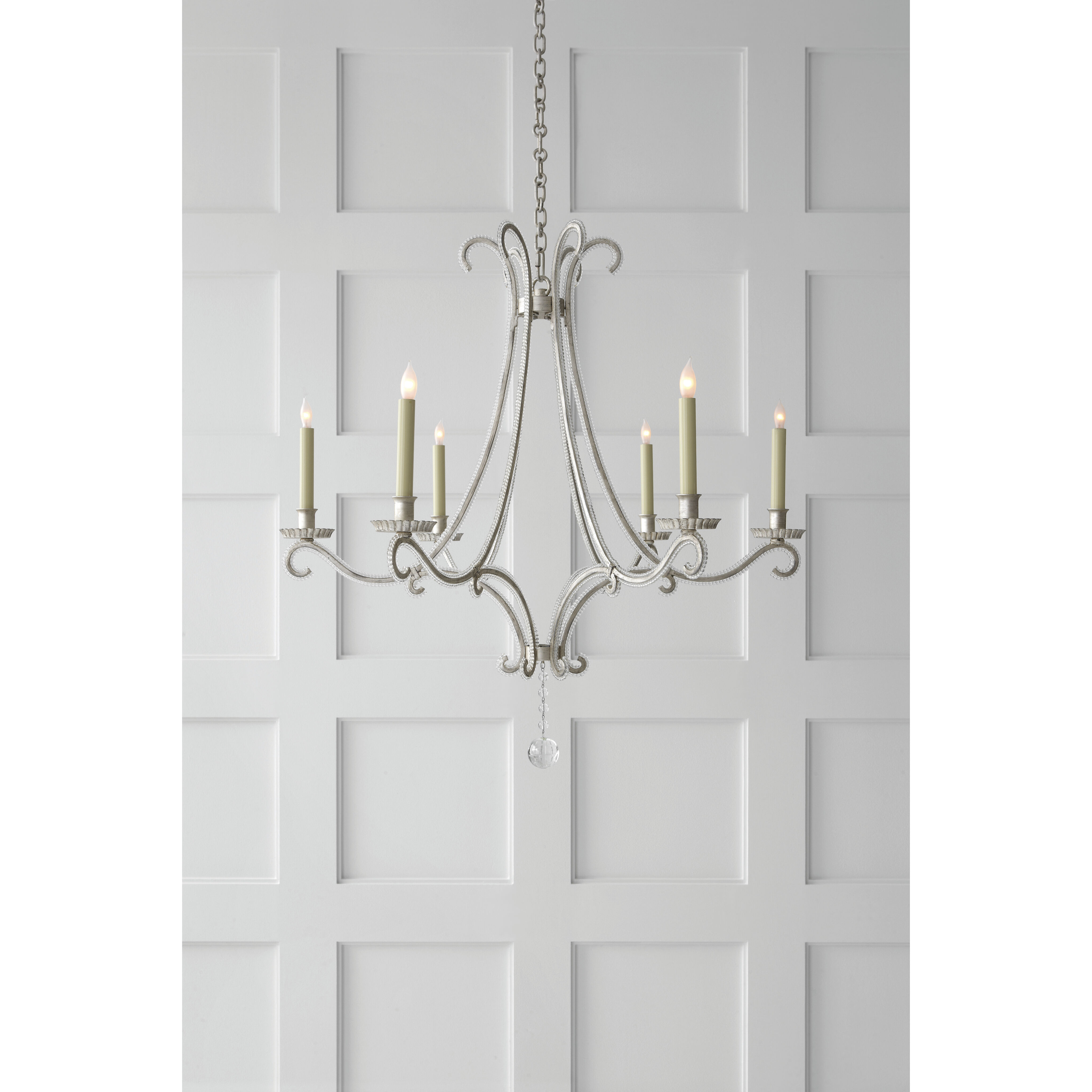 Chapman & Myers Oslo 6 Light 32.75 inch Burnished Silver Leaf Chandelier Ceiling Light, Medium