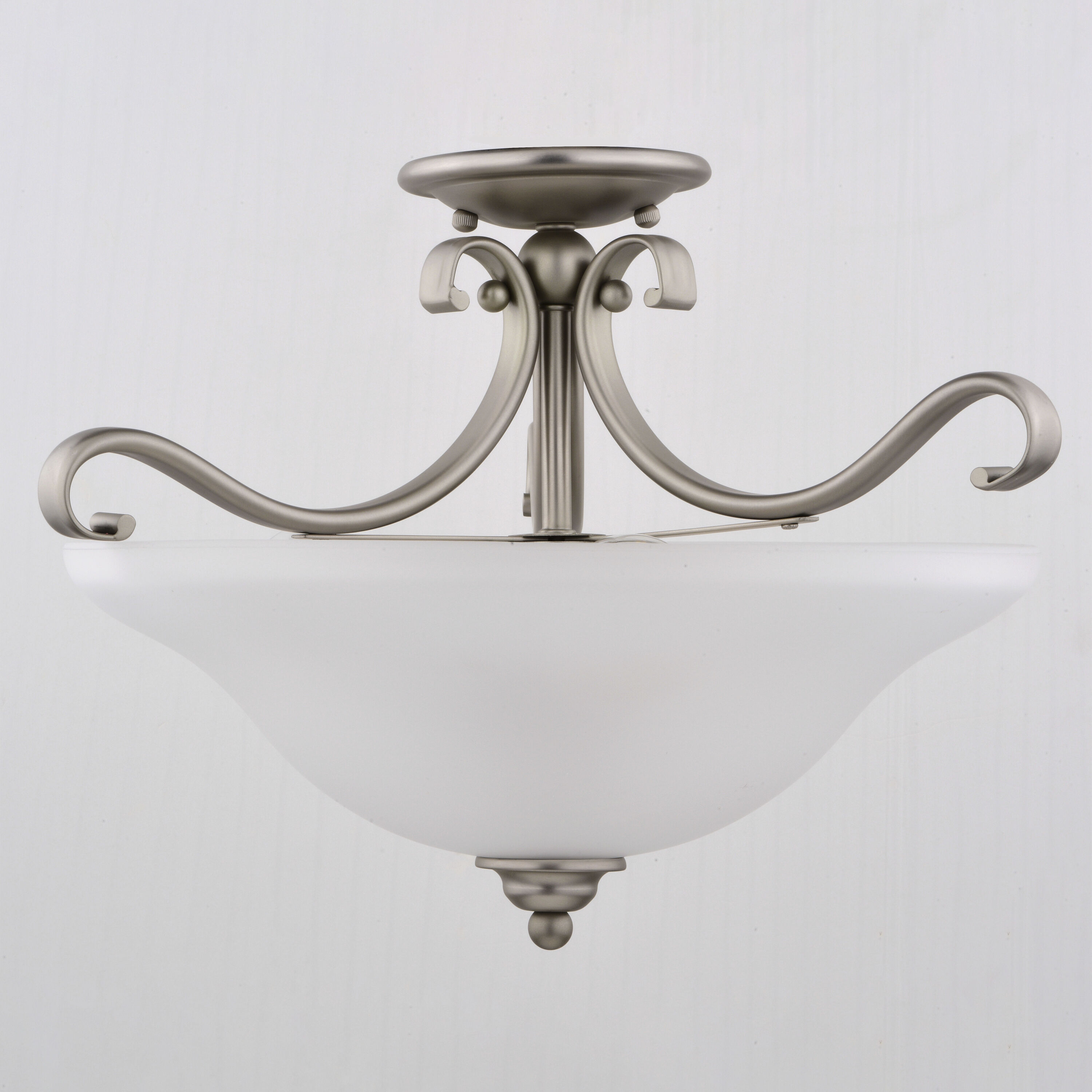 Monrovia LED 17 inch Brushed Nickel Semi-Flush Mount Ceiling Light