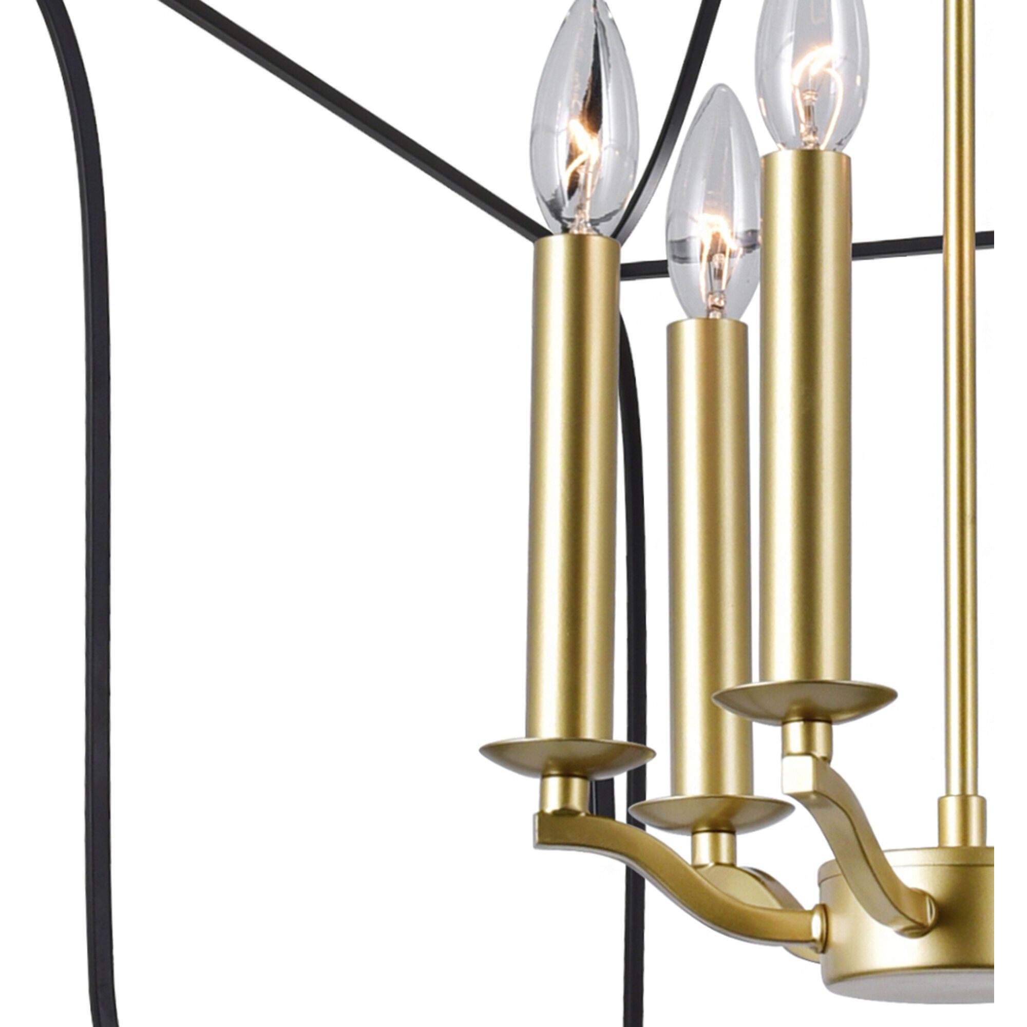 Tudor 6 Light 20 inch Satin Gold and Black Up Chandelier Ceiling Light