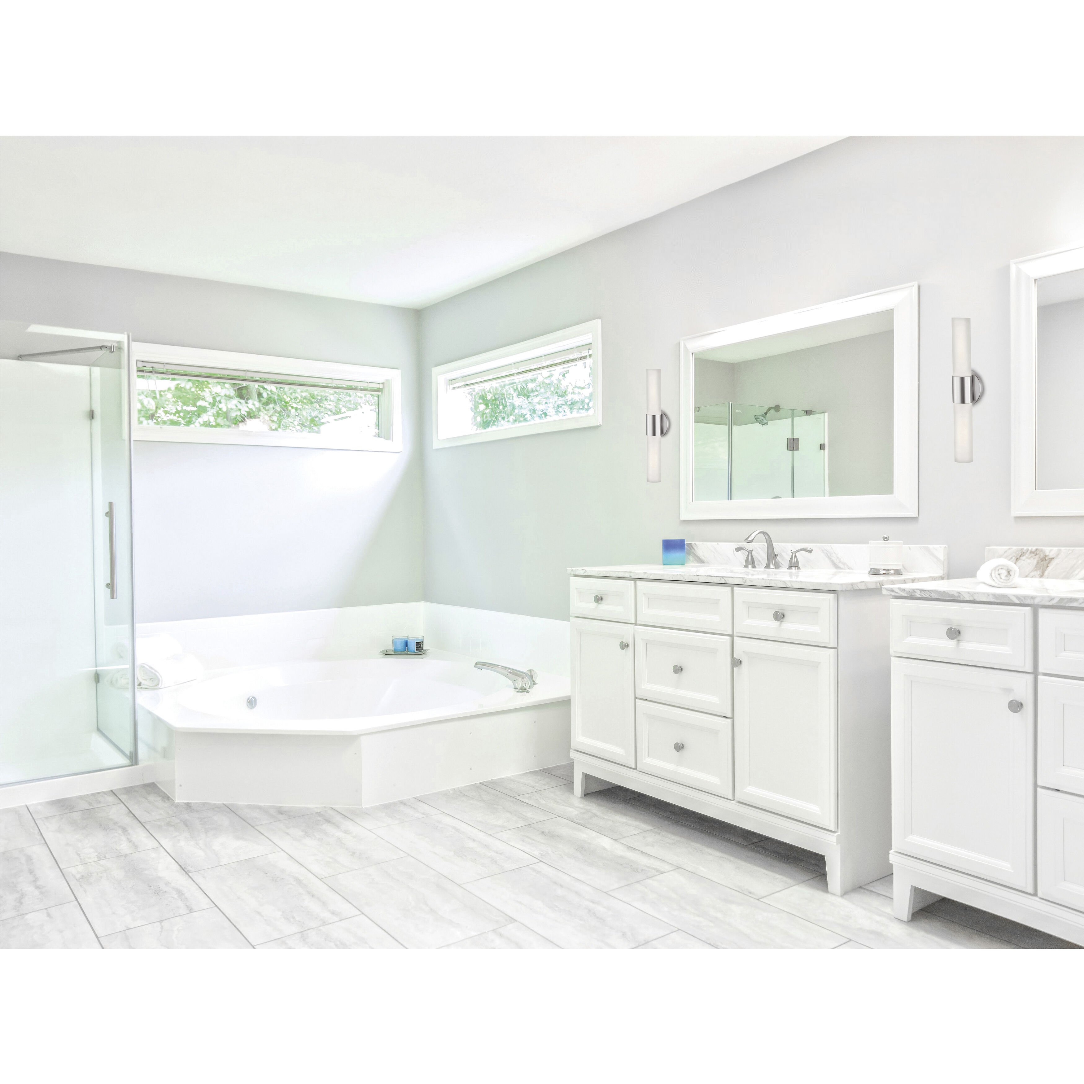 Aqueous 2 Light 4.75 inch Brushed Steel Vanity Light Wall Light