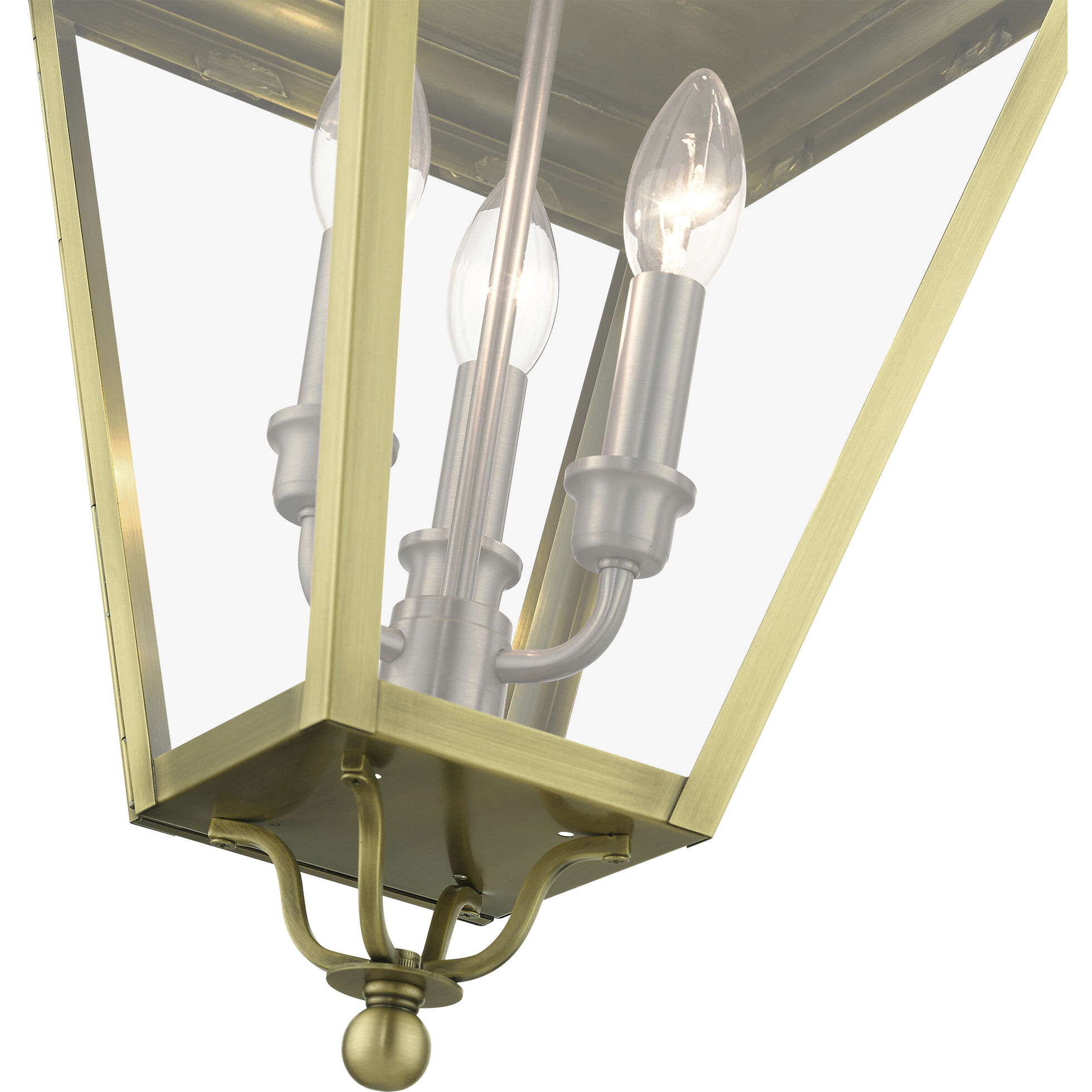 Adams 3 Light 10.63 inch Antique Brass with Brushed Nickel Finish Cluster Outdoor Large Pendant Lantern Ceiling Light