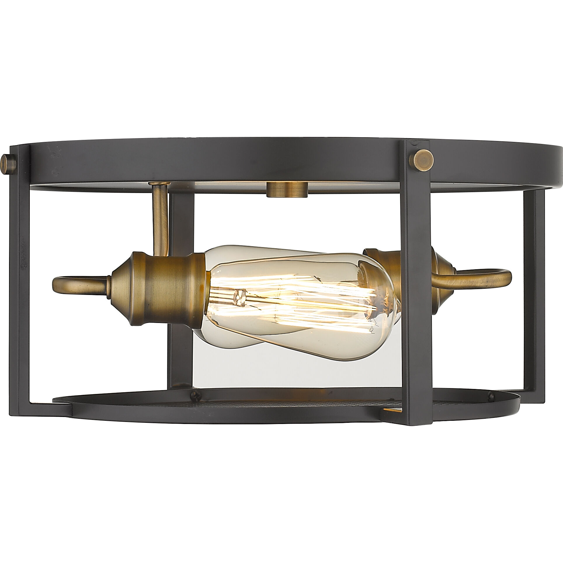 Halcyon 2 Light 14.25 inch Bronze and Heritage Brass Flush Mount Ceiling Light