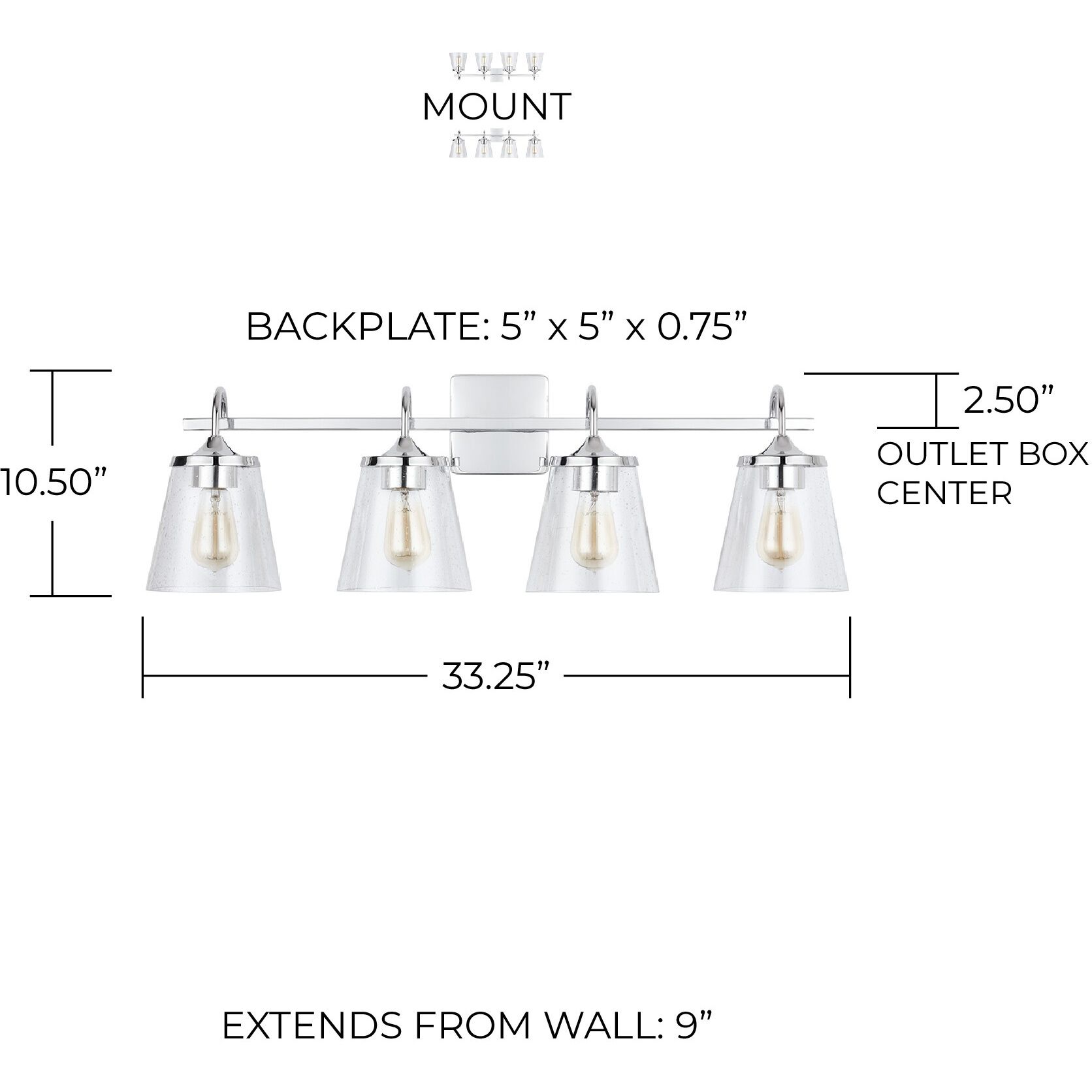 Jayne 4 Light 33.25 inch Chrome Vanity Light Wall Light