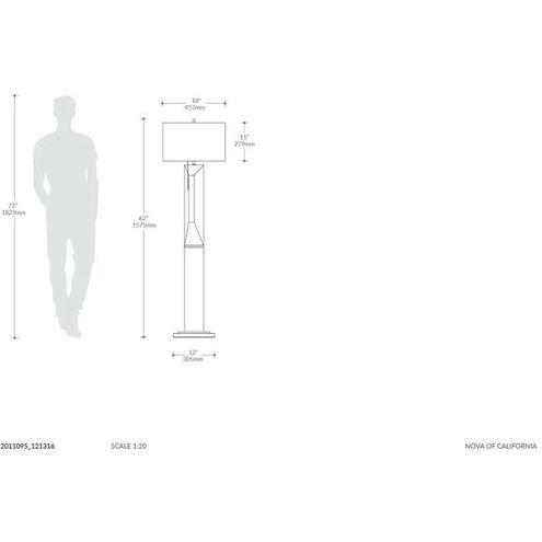 Parallux 62 inch 100.00 watt Charcoal Gray and Brushed Nickel Floor Lamp Portable Light