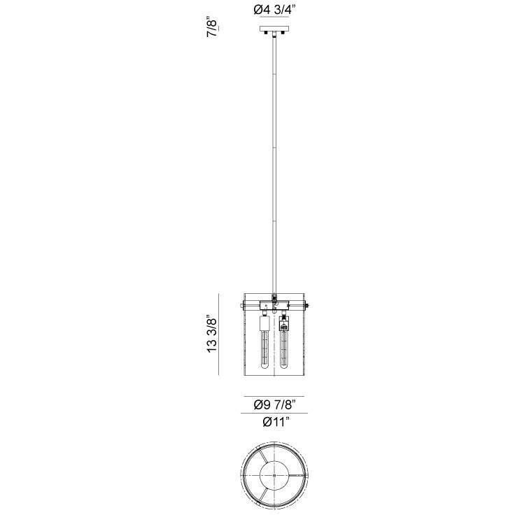 Zale 3 Light 11 inch Black Pendant Ceiling Light