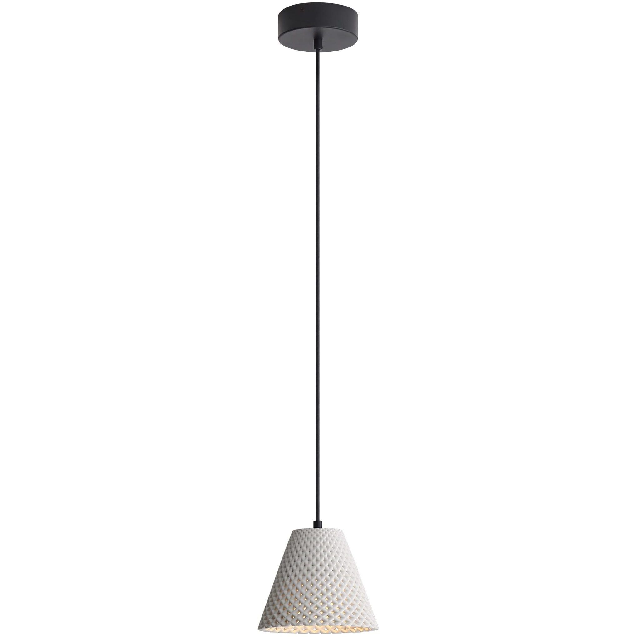 Clarus Pendant Ceiling Light in White Sandstone Cement