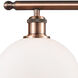 Ballston Athens 3 Light 26 inch Antique Copper Bath Vanity Light Wall Light in Matte White Glass, Ballston