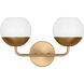Alvin 2 Light 16.5 inch Satin Brass Bath Vanity Wall Light