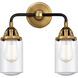 Nouveau 2 Dover 2 Light 12.5 inch Black Antique Brass Bath Vanity Light Wall Light in Seedy Glass