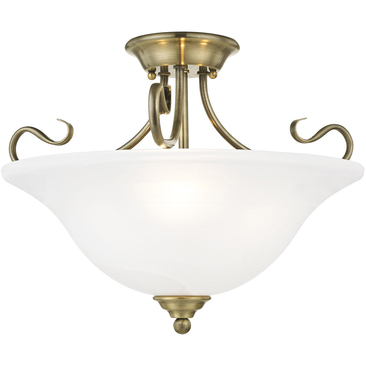 Coronado 3 Light 19 inch Antique Brass Semi-Flush Mount Ceiling Light