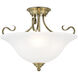 Coronado 3 Light 19 inch Antique Brass Semi-Flush Mount Ceiling Light