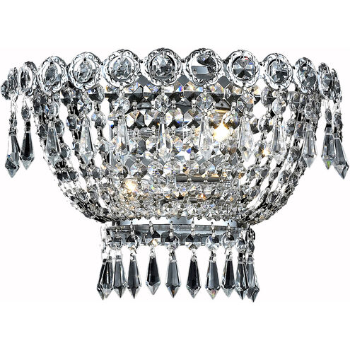 Century 2 Light 12 inch Chrome Wall Sconce Wall Light in Royal Cut