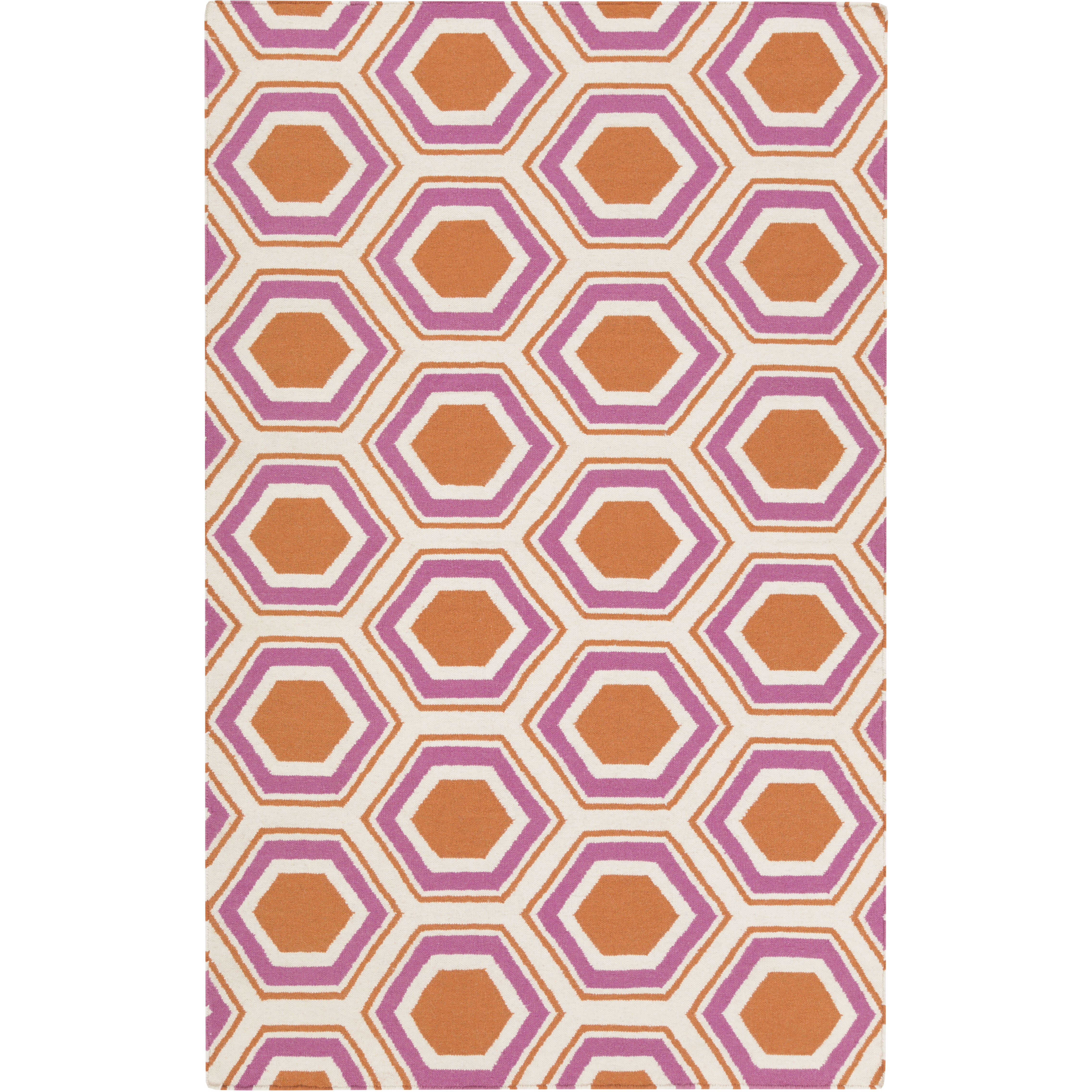 Fallon 66 X 42 inch Burnt Orange, Bright Purple, Cream Rug