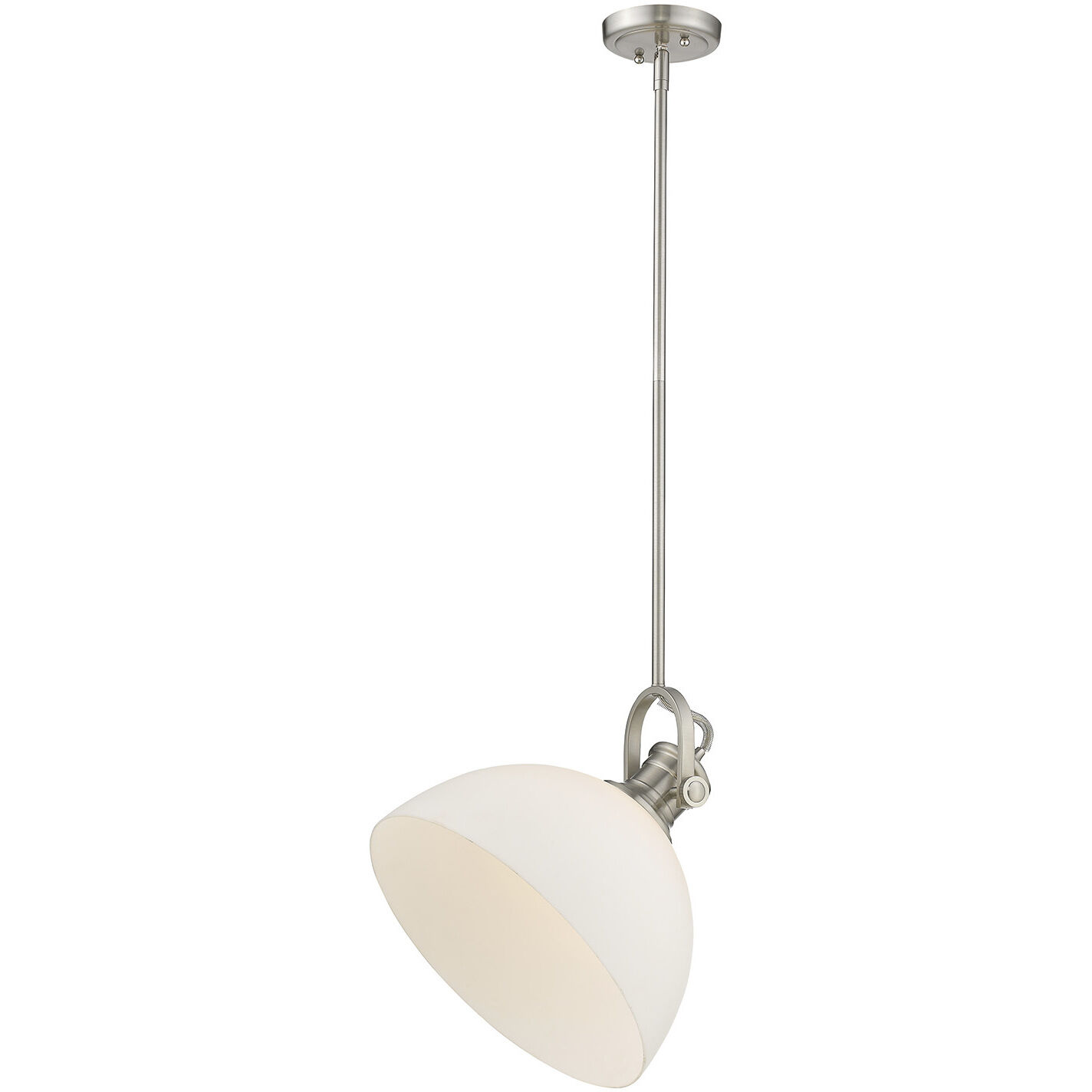 Yep Hines Pendant Ceiling Light in Pewter, Opal Glass, Large