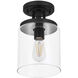 Melina 1 Light 6.75 inch Matte Black with Clear Flush Mount Ceiling Light