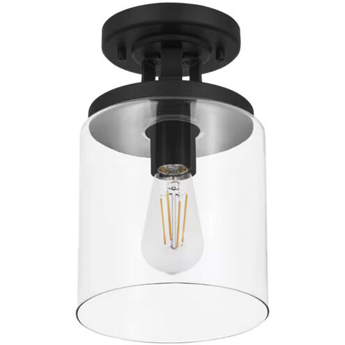 Melina 1 Light 6.75 inch Matte Black with Clear Flush Mount Ceiling Light