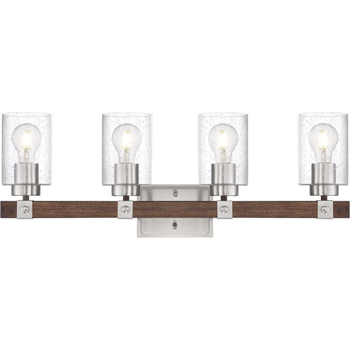 Arabel 4 Light 28.25 inch Brushed Nickel and Nutmeg Wood Vanity Light Wall Light